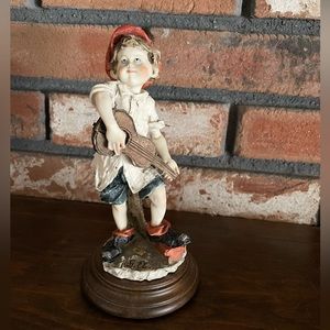 Rare Giuseppe Armani Boy with Guitar Art Sculpture - Italy - Signed Figurine